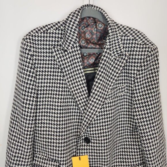 NWT Alberto Nardoni Longline Houndstooth Shelby Coat Size 40 - Picture 3 of 8
